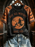 Women's Not All Witches Have Cats Witch with Poodle Dog Print short sleeve T-shirt