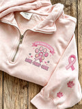Women's Breast Cancer Themed Cute Dog Pattern Prints Casual Half-Zipper Sweatshirt