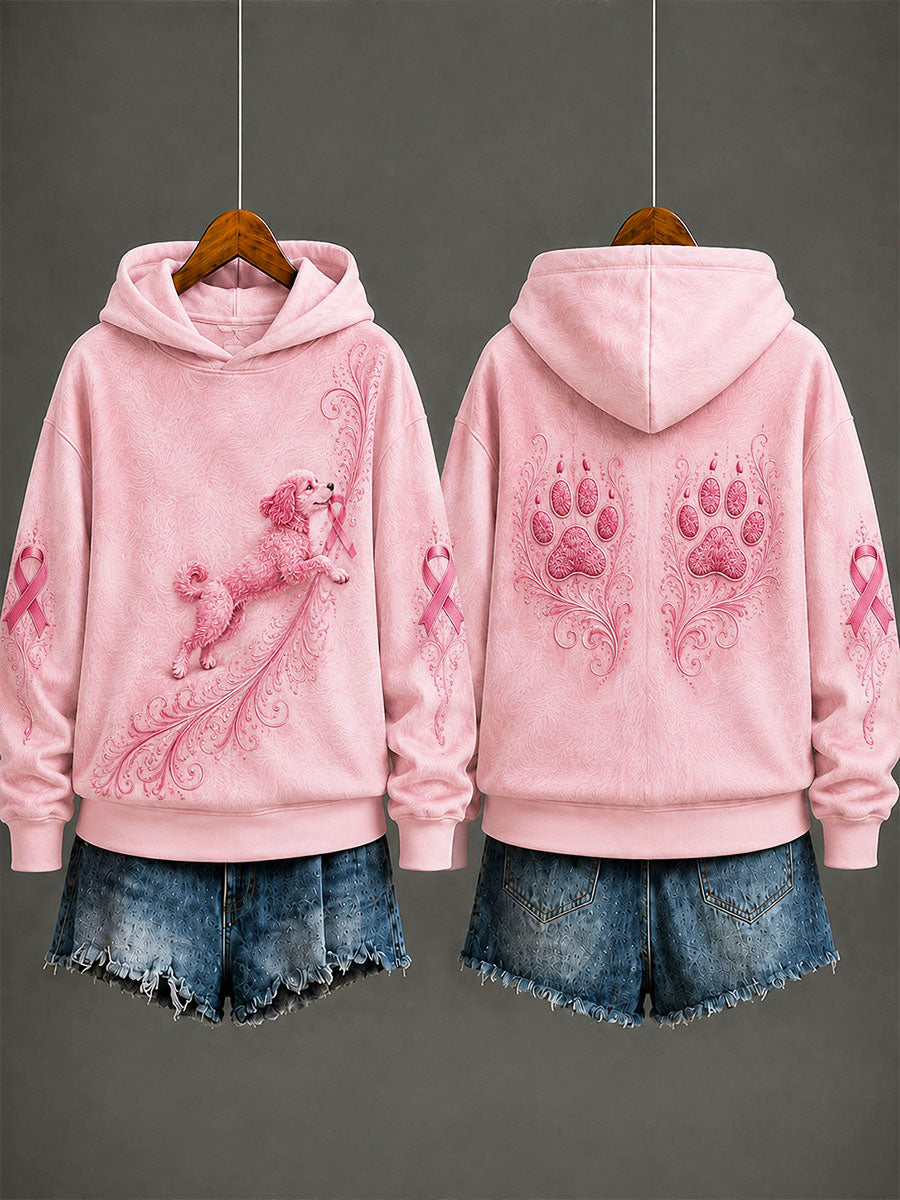 Women's Dog Print Breast Cancer Prevention Regular Sweatshirt