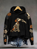Women's Halloween Skull Dog Gothic Art Print Casual Regular Sweatshirt