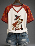 Women's Halloween Duck Print Casual T-shirt