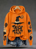 Women's Trick Or Treat Halloween Witch Gothic Art Print Casual Regular Sweatshirt