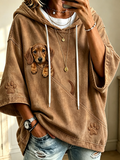 Women’s Cute Peeking Dachshund & Paw Print Comfy Hoodie
