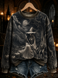 Women's Halloween witch print Regular Sweatshirt