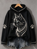Women's Cat Print Cat Lovers Casual Hoodie