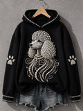 Women's Poodle Print Dog Lovers Casual Hoodie