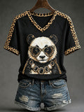Women’s Fun Panda V-Neck T-Shirts