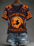 Women's Halloween Witch On A Dark Desert Highway Cool Wind In My Hair Short Sleeve T-shirt