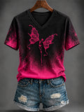 Women's Halloween Printed V-neck T-shirt