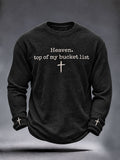 Men's "Heaven,Top of My Bucket List" Faith Casual Waffle Long Sleeve T-Shirt