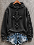 Women's Christian Cross Print Casual Hoodie