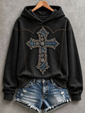 Women's Patchwork Art Cross Hoodie