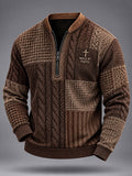 Men's Walk By Faith Cross Faith Colorblock Cable Pattern Print Casual Zipper Pullover