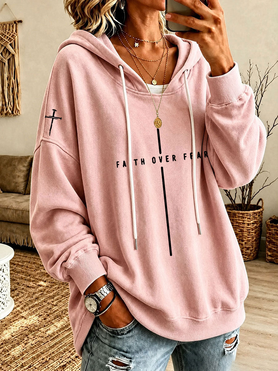 Women’s 'Faith Over Fear' Printed Casual Hoodie