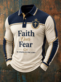 Men's Christian Faith Over Fear Cross Long Sleeve Top