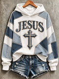 Women's JESUS Print Casual Hoodie