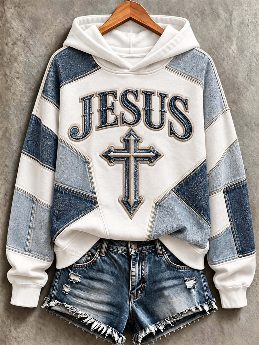 Women's JESUS Print Casual Hoodie