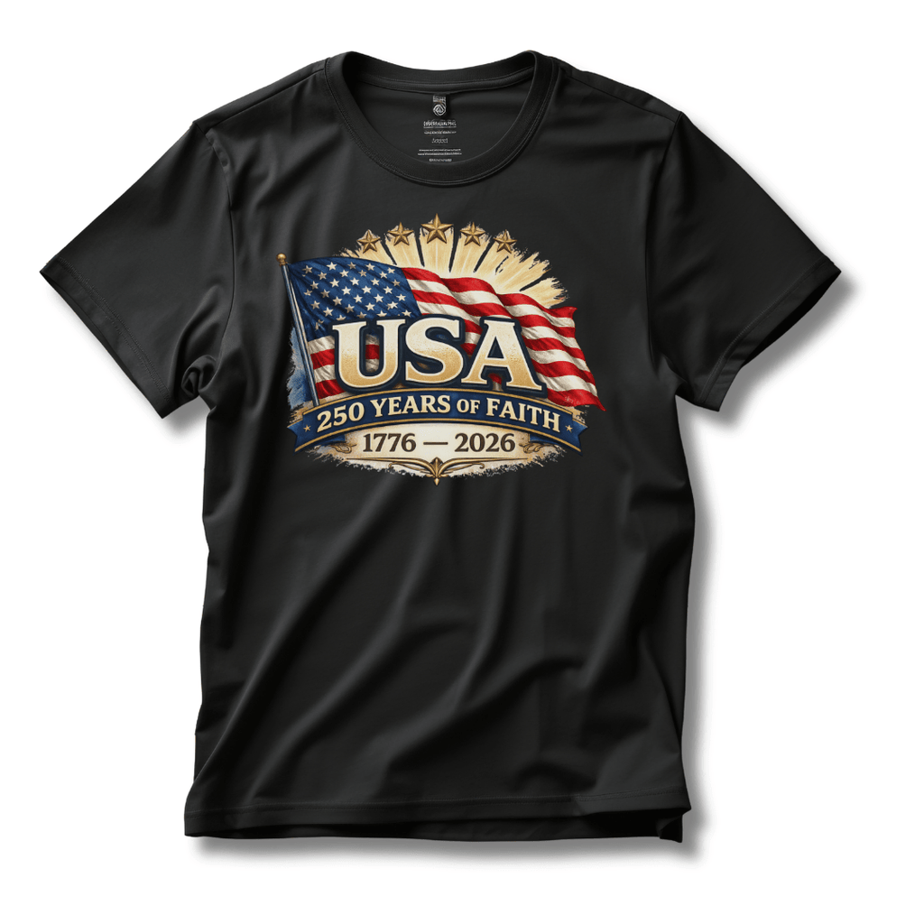 USA 250 Years of Faith 1776–2026 Patriotic T-Shirt